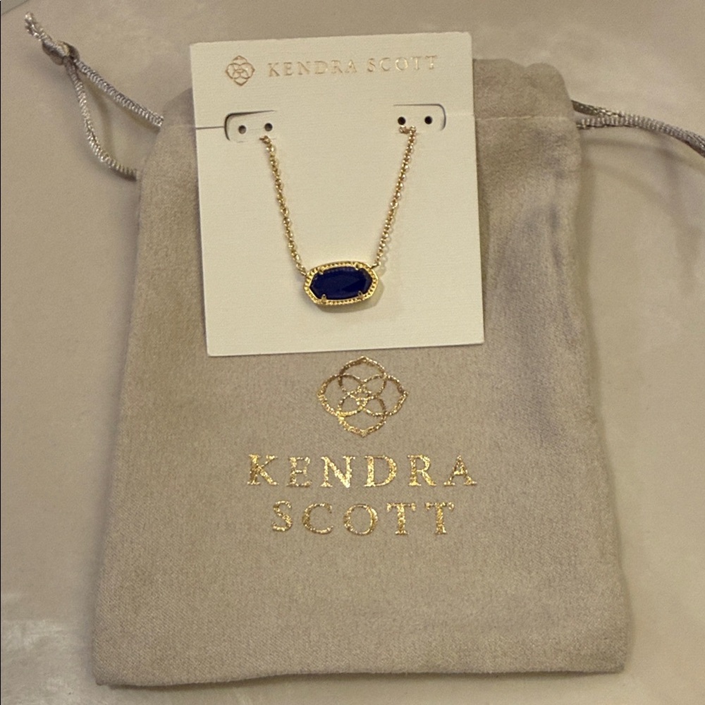 Kendra Scott Gold Necklace with Cobalt Cats Eye